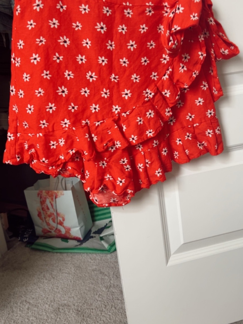 Zara Red Floral Ruffle Hem Kids Dress